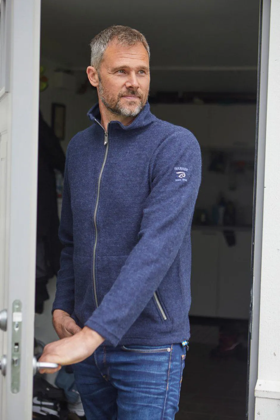 Ivanhoe of Sweden BRUNO FULL ZIP, 60% FILTAD ULL, 40% LYOCELL — GRAPHITE MARL New