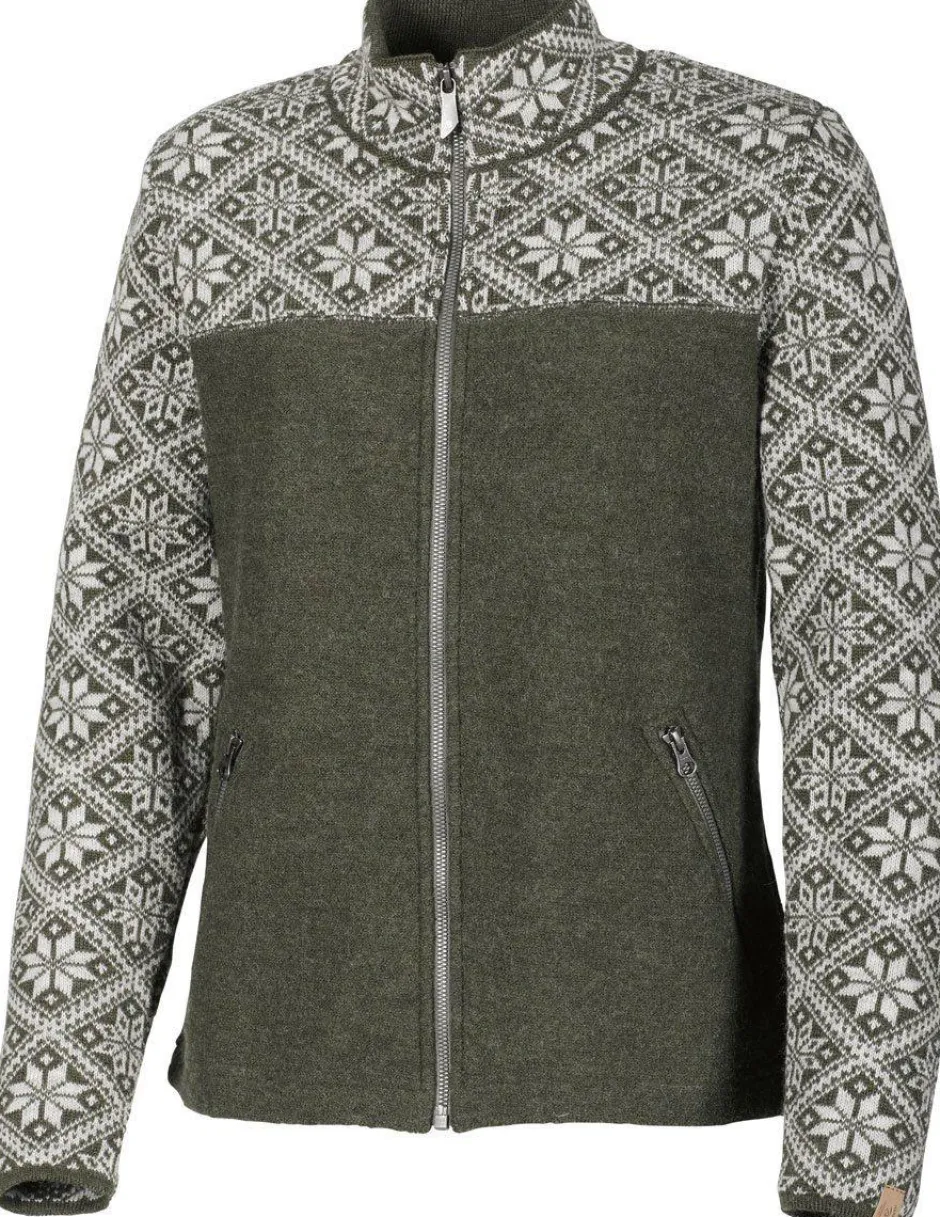 Ivanhoe of Sweden ELLIE FULL ZIP, 100% ULL — LODEN GREEN Sale