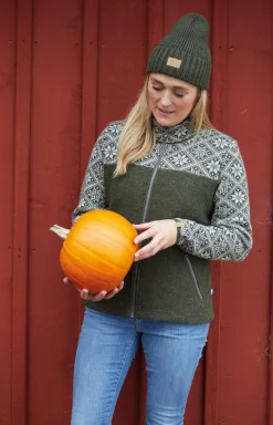 Ivanhoe of Sweden ELLIE FULL ZIP, 100% ULL — LODEN GREEN Sale
