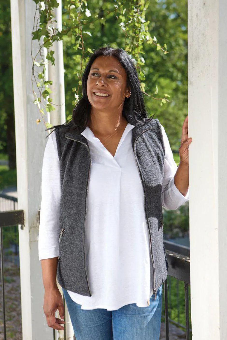 Ivanhoe of Sweden FLORA VEST, 60% FILTAD ULL, 40% LYOCELL — GRAPHITE MARL Best