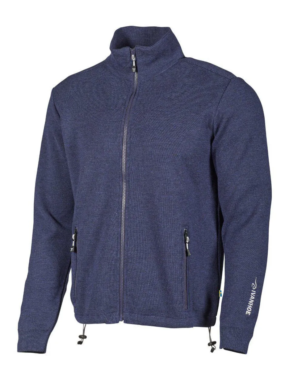 Ivanhoe of Sweden HADAR FULL ZIP, 100% EXTRA FINE MERINOULL — STEELBLUE New
