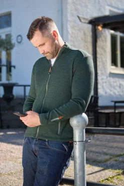 Ivanhoe of Sweden HADAR FULL ZIP, 100% EXTRA FINE MERINOULL — GRAPHITE MARL Outlet