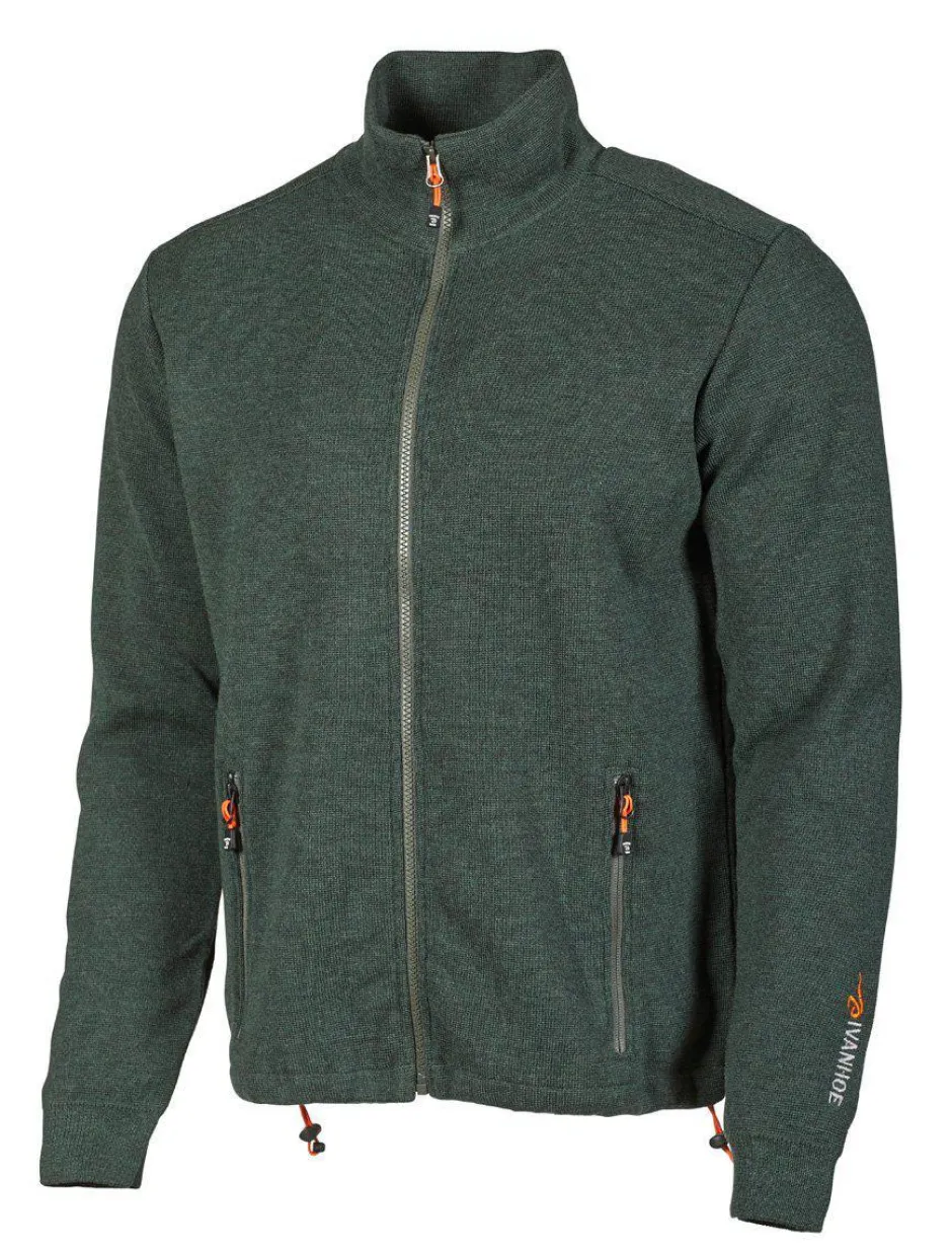Ivanhoe of Sweden HADAR FULL ZIP, 100% EXTRA FINE MERINOULL — RIFLE GREEN Discount