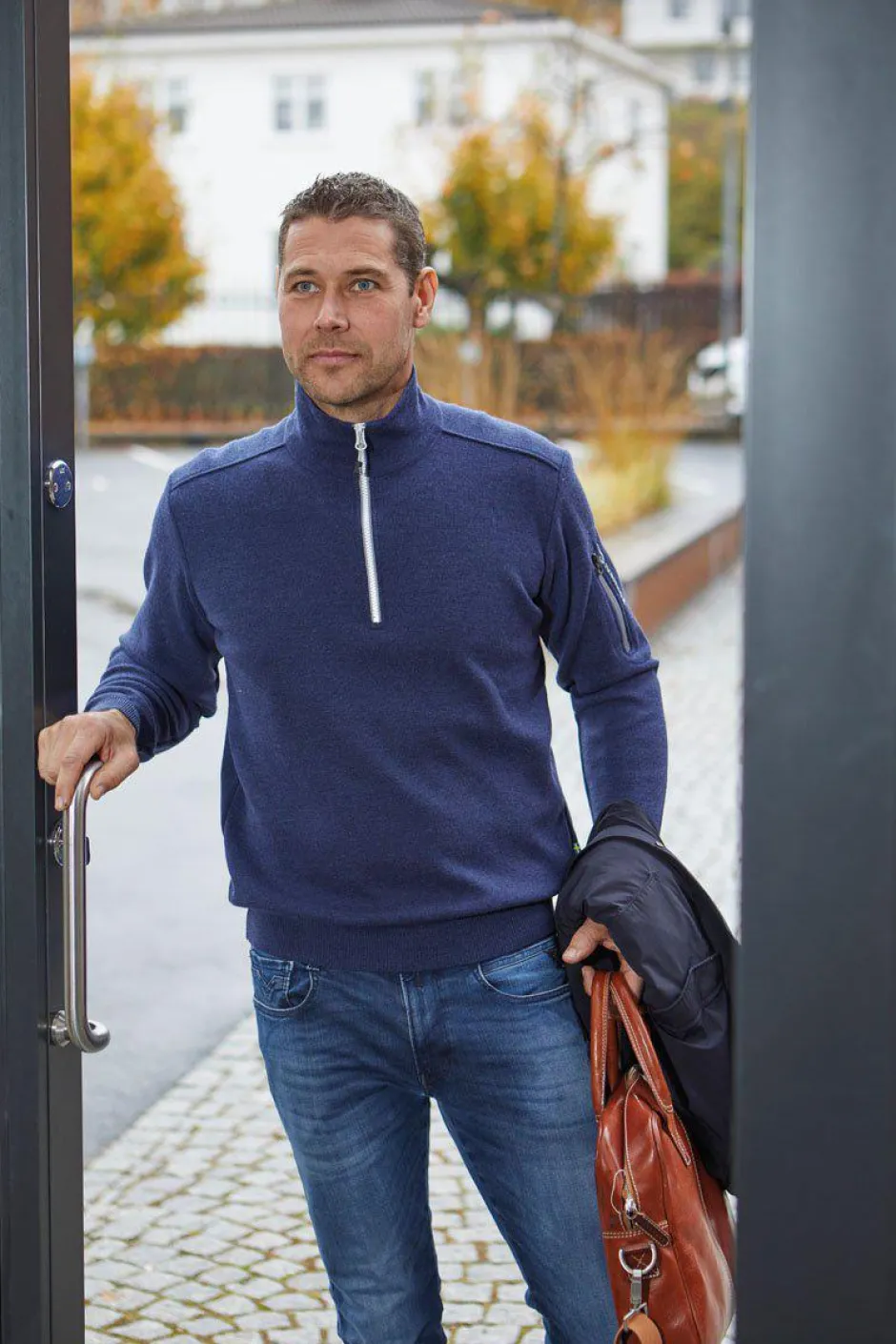 Ivanhoe of Sweden HADAR HALF ZIP, 100% EXTRA FINE MERINOULL — GRAPHITE MARL New