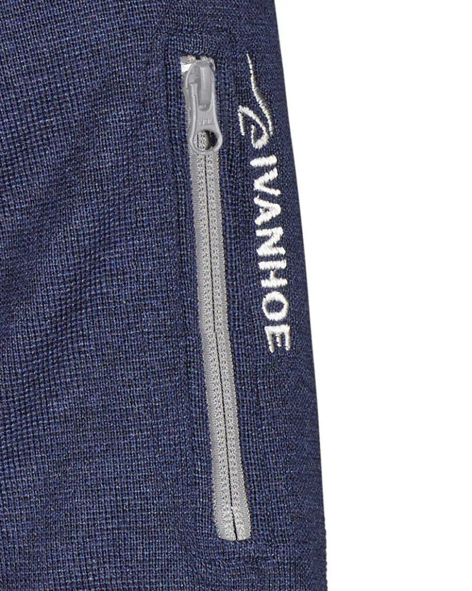 Ivanhoe of Sweden HADAR HALF ZIP WINDBREAKER, 100% EXTRA FINE MERINOULL — STEELBLUE Hot
