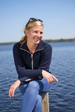 Ivanhoe of Sweden HEDDA FULL ZIP, 100% EXTRA FINE MERINOULL — STEELBLUE Best
