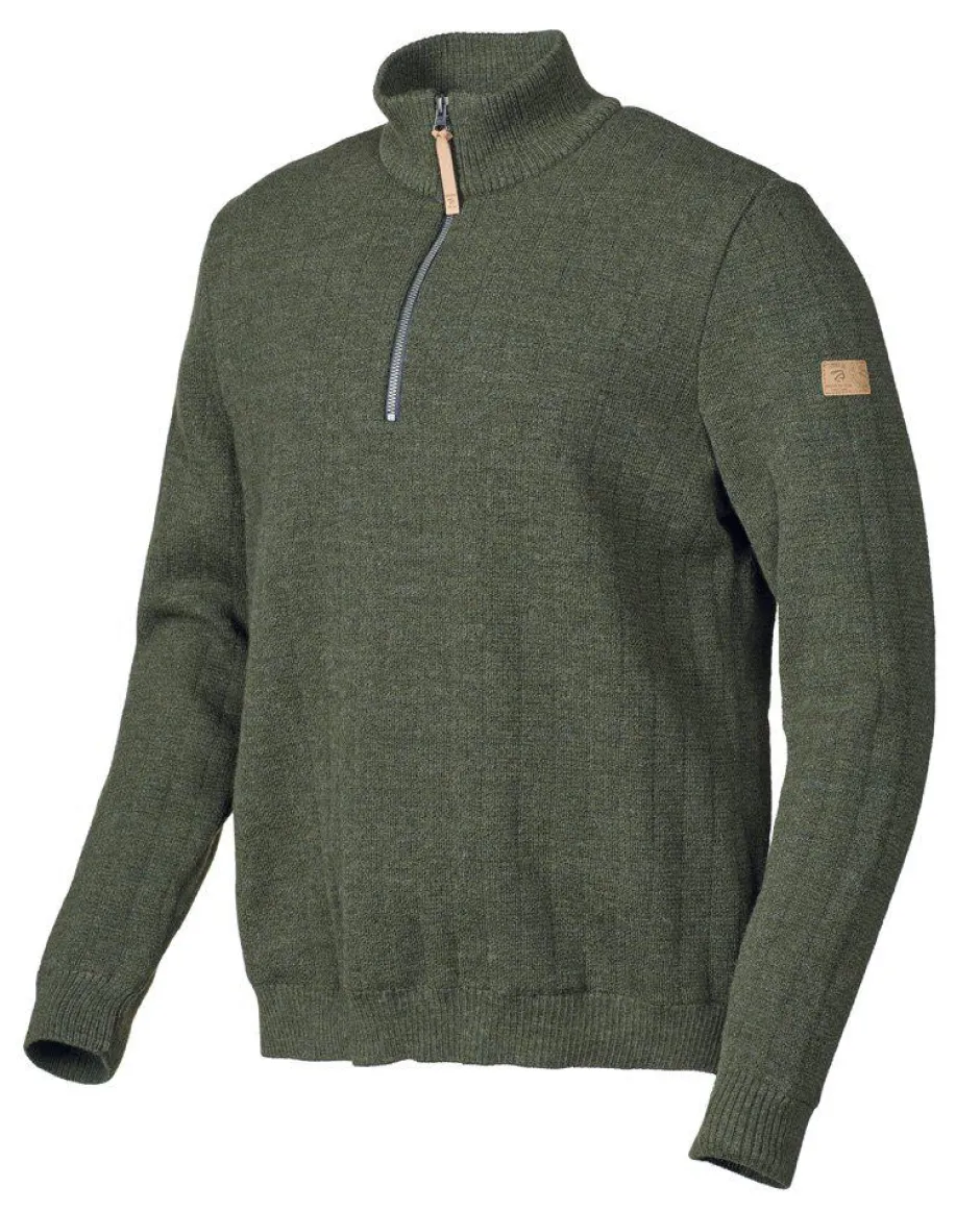 Ivanhoe of Sweden HUGO HALF ZIP, WINDBREAKER, 100% ULL — LODEN GREEN Clearance