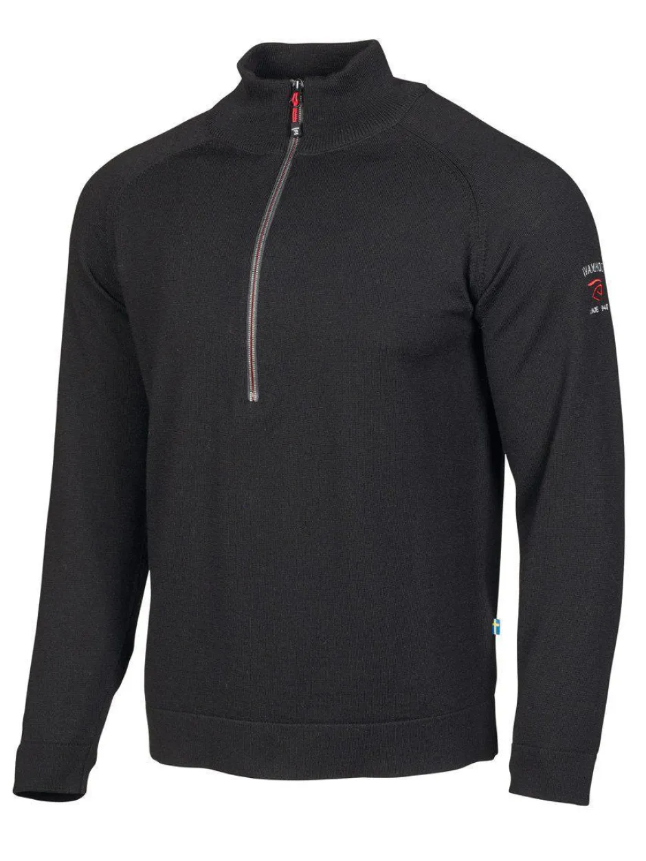 Ivanhoe of Sweden JOJJE HALF ZIP, 100% EXTRA FINE MERINOULL — BLACK Fashion