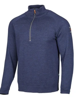 Ivanhoe of Sweden JOJJE HALF ZIP, 100% EXTRA FINE MERINOULL — STEELBLUE Outlet