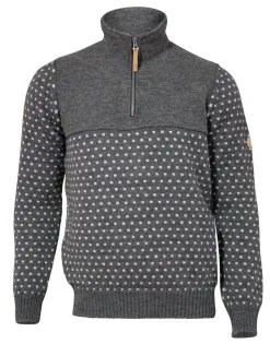 Ivanhoe of Sweden SVERRE HALF ZIP, 100% ULL — GREY Outlet