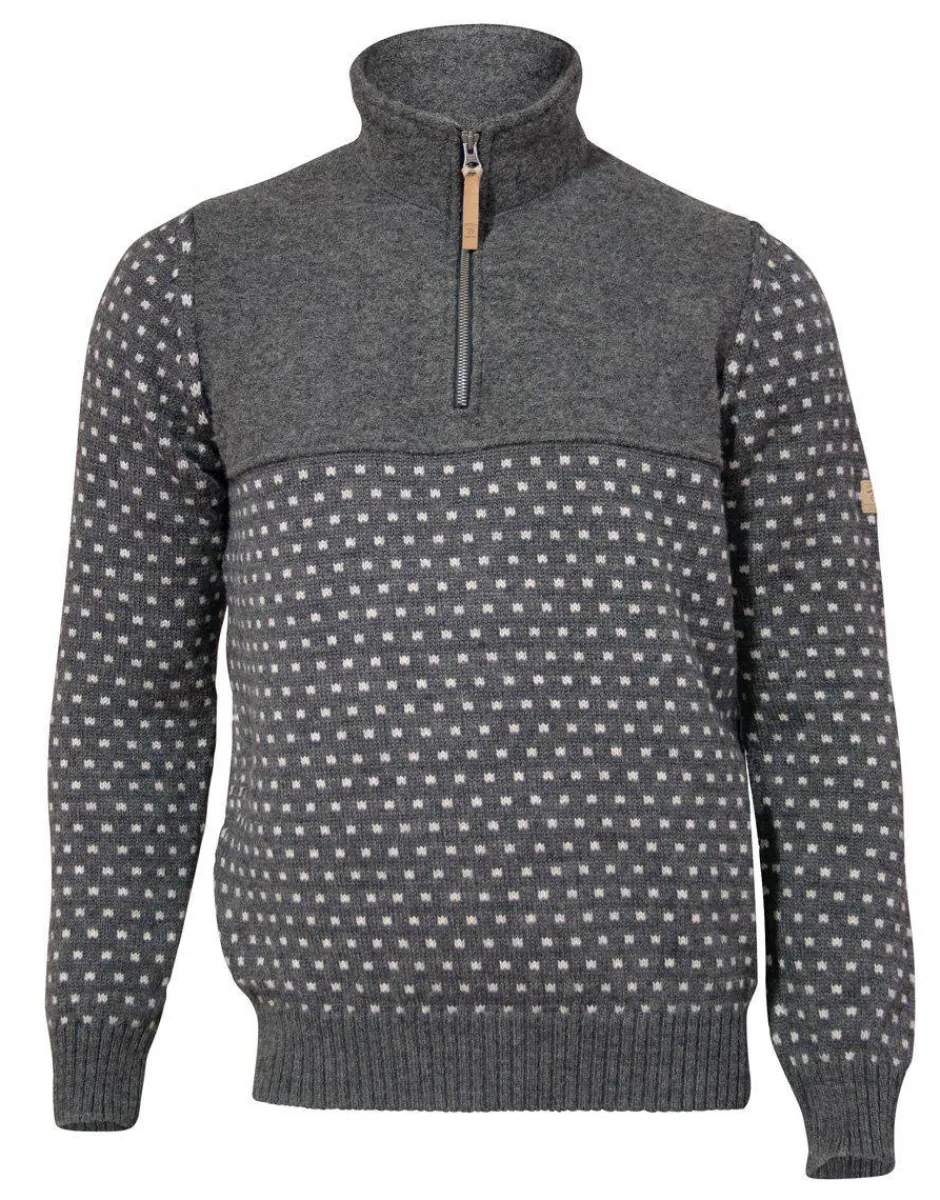 Ivanhoe of Sweden SVERRE HALF ZIP, 100% ULL — GREY Outlet