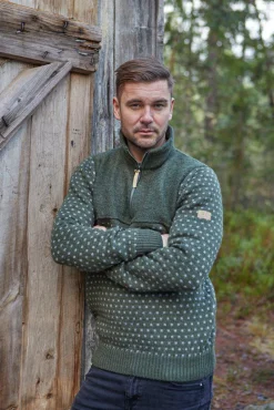 Ivanhoe of Sweden SVERRE HALF ZIP, 100% ULL — LODEN GREEN Online