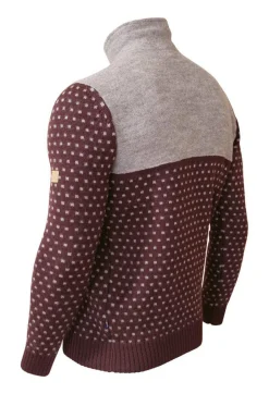 Ivanhoe of Sweden SVERRE HALF ZIP, 100% ULL — RUBY WINE New